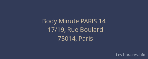 Body Minute PARIS 14