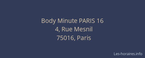 Body Minute PARIS 16