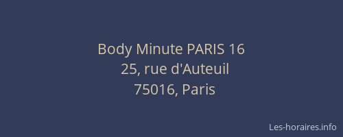 Body Minute PARIS 16