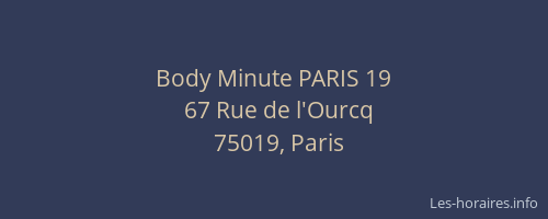 Body Minute PARIS 19