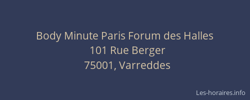 Body Minute Paris Forum des Halles