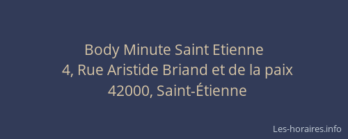 Body Minute Saint Etienne