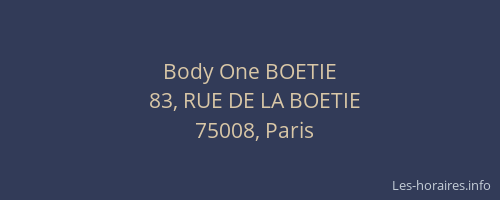 Body One BOETIE