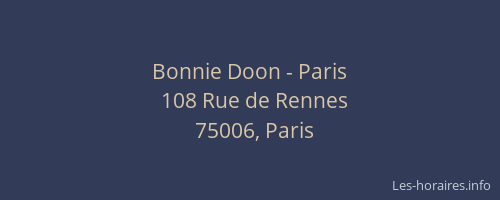 Bonnie Doon - Paris