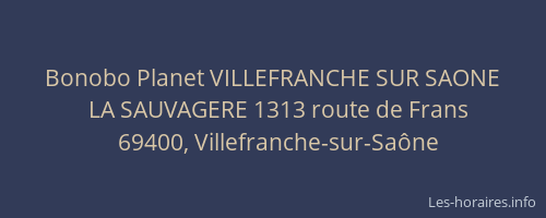 Bonobo Planet VILLEFRANCHE SUR SAONE