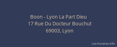 Boon - Lyon La Part Dieu