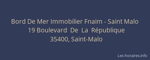 Bord De Mer Immobilier Fnaim - Saint Malo