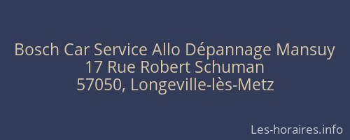 Bosch Car Service Allo Dépannage Mansuy