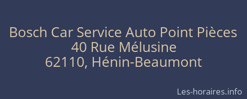 Bosch Car Service Auto Point Pièces