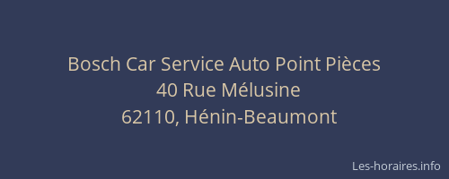 Bosch Car Service Auto Point Pièces