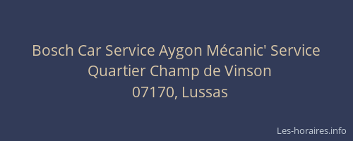 Bosch Car Service Aygon Mécanic' Service