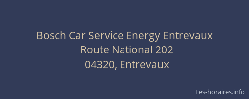 Bosch Car Service Energy Entrevaux