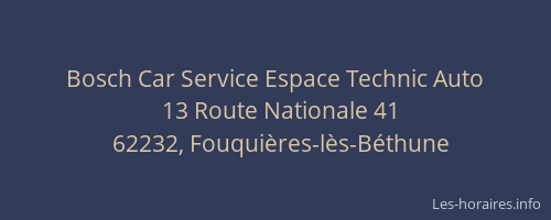 Bosch Car Service Espace Technic Auto