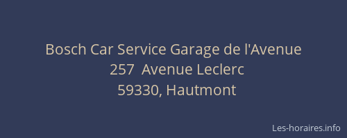 Bosch Car Service Garage de l'Avenue