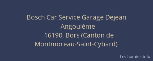 Bosch Car Service Garage Dejean