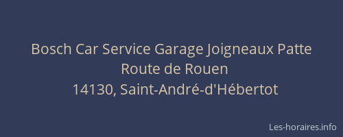 Bosch Car Service Garage Joigneaux Patte