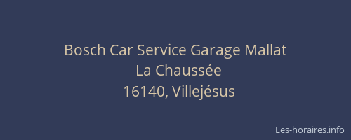 Bosch Car Service Garage Mallat