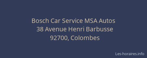 Bosch Car Service MSA Autos