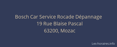 Bosch Car Service Rocade D&eacute;pannage