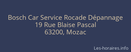 Bosch Car Service Rocade Dépannage