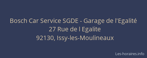 Bosch Car Service SGDE - Garage de l'Egalité
