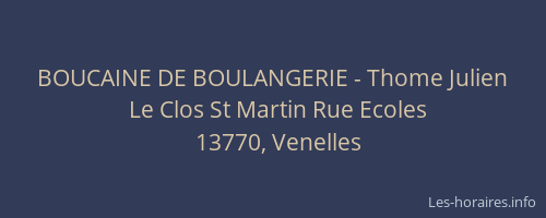 BOUCAINE DE BOULANGERIE - Thome Julien