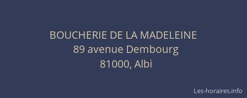BOUCHERIE DE LA MADELEINE