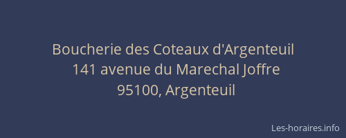 Boucherie des Coteaux d'Argenteuil