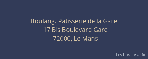 Boulang. Patisserie de la Gare