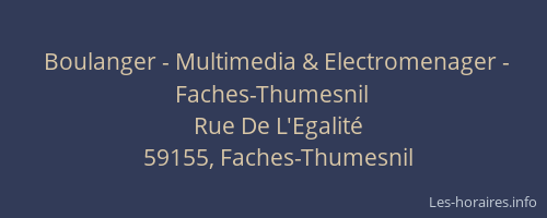 Boulanger - Multimedia & Electromenager - Faches-Thumesnil