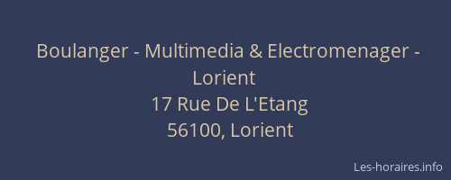 Boulanger - Multimedia & Electromenager - Lorient