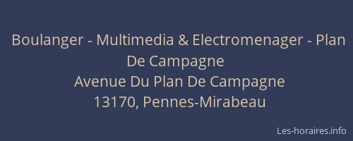 Boulanger - Multimedia & Electromenager - Plan De Campagne