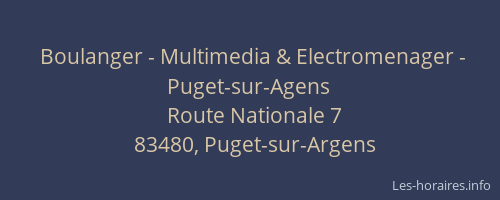 Boulanger - Multimedia & Electromenager - Puget-sur-Agens