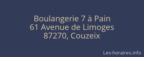 Boulangerie 7 à Pain