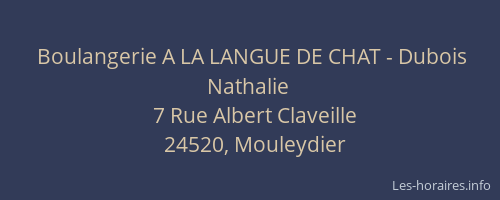 Boulangerie A LA LANGUE DE CHAT - Dubois Nathalie