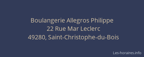 Boulangerie Allegros Philippe