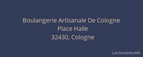 Boulangerie Artisanale De Cologne