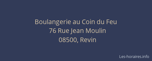 Boulangerie au Coin du Feu