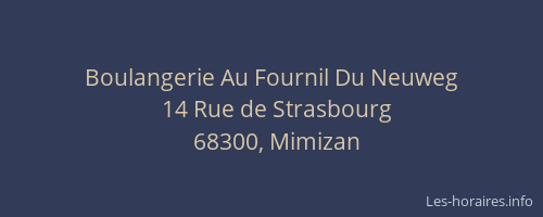 Boulangerie Au Fournil Du Neuweg