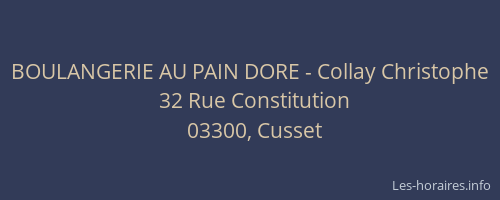 BOULANGERIE AU PAIN DORE - Collay Christophe