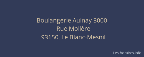 Boulangerie Aulnay 3000