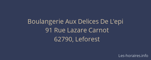 Boulangerie Aux Delices De L'epi