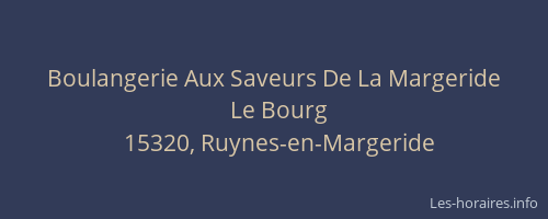 Boulangerie Aux Saveurs De La Margeride