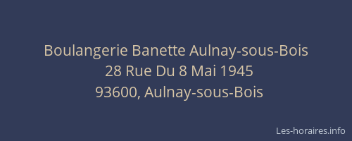 Boulangerie Banette Aulnay-sous-Bois