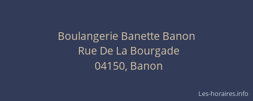 Boulangerie Banette Banon