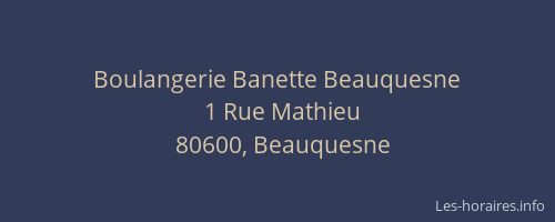 Boulangerie Banette Beauquesne