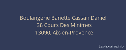 Boulangerie Banette Cassan Daniel