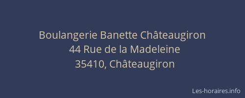 Boulangerie Banette Châteaugiron