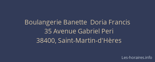 Boulangerie Banette  Doria Francis