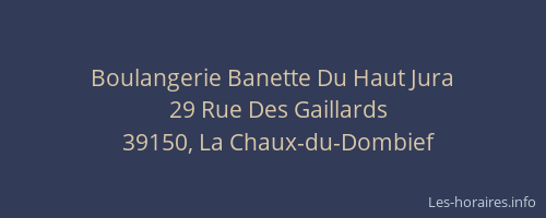 Boulangerie Banette Du Haut Jura
